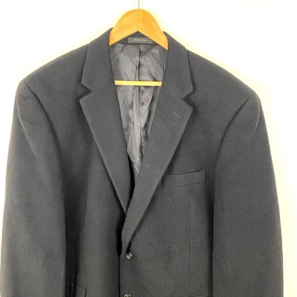 Chaps 100% Camel Hair Blazer Suit Jacket Men's Size 46R Black Single-Breasted - Picture 3 of 15